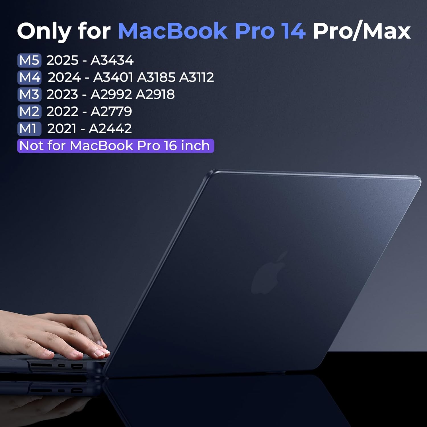 BlueSwan Matte Case for MacBook Pro 14 M5 M4 M3 M2 M1 Pro/Max 2026-2021, Compatible A3426 A3427 A3434 A3401 A3112 A2992 A2918 A2779 A2442, Hard Shell Protective Cover, Matte Midnight - Image 8