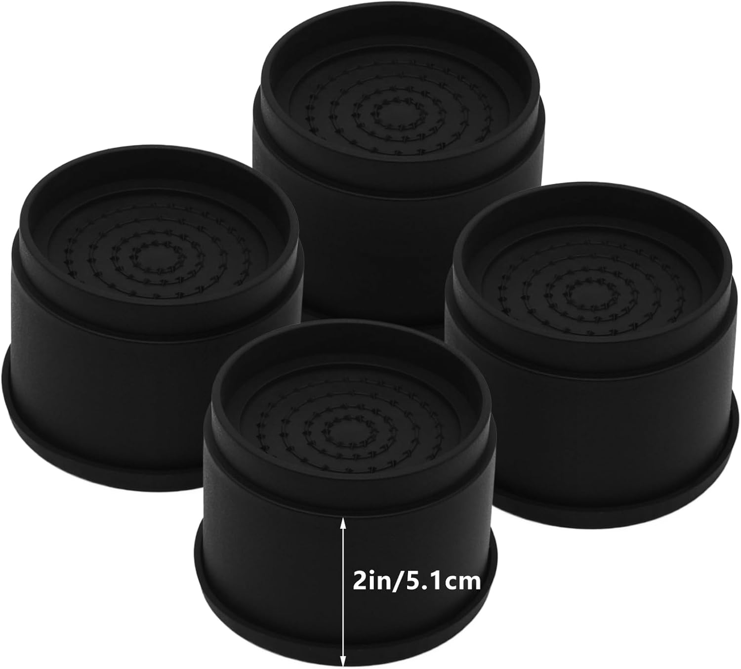 4 Sets Furniture Risers 2 inch Black Bed Risers, Heavy Duty Round Stackable Bed Lifts Risers 2" or 4" for Table, Sofa, Couch, Desk, Adjustable Bed Frame Risers - Image 2