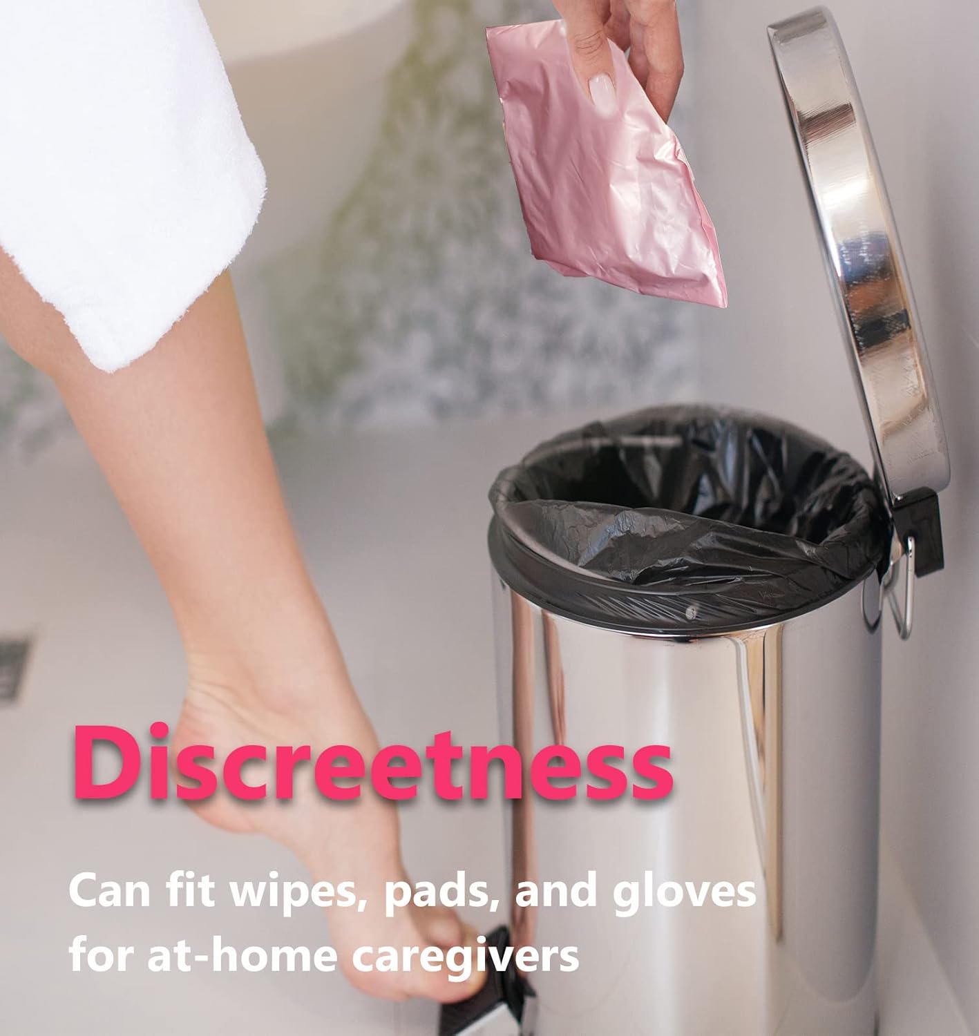 Sanitary Napkin Disposal Bags - Block Odors, Great Adhesion, Feminine Hygiene Disposal Bags for Tampons and Pads Pink 100Pcs - Image 5