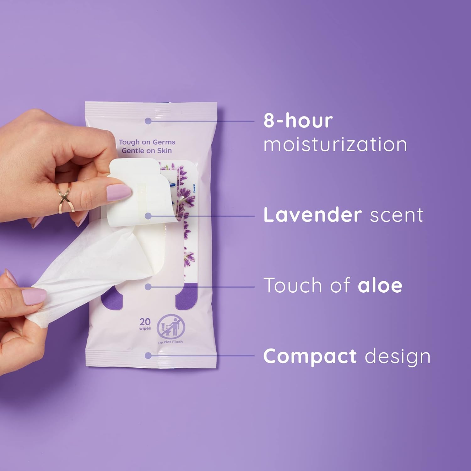 Wet Ones Antibacterial Lavender Hand Wipes | Travel Wipes Case, Moisturizing | 20 ct. Travel Size Wipes (10 pack) - Image 3
