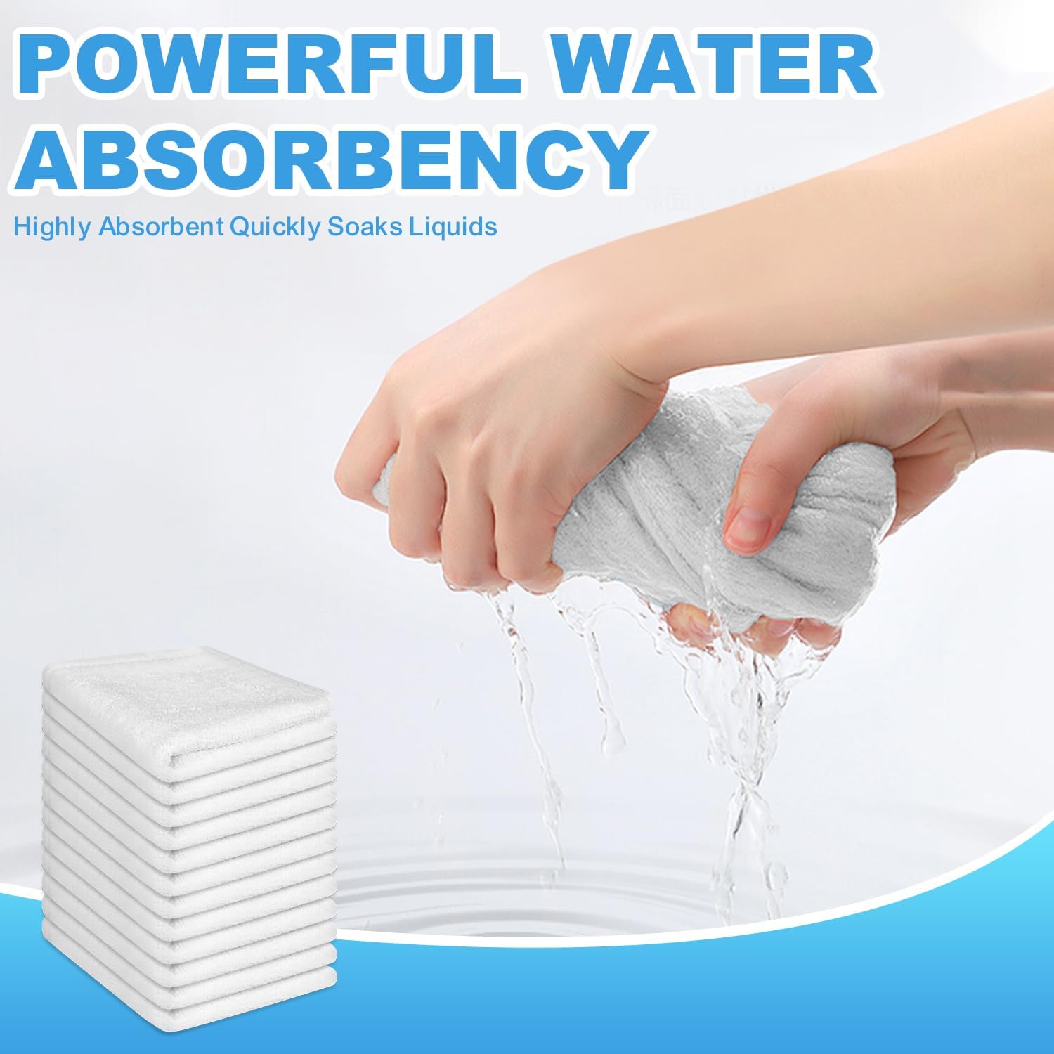 12 Pack 100% Cotton Wash Cloth, 12x12 Inch Highly Absorbent and Soft Feel Fingertip Towels, Machine Washable Washcloths for Bathroom, Gym, Hotel, Spa and Kitchen, White - Image 6