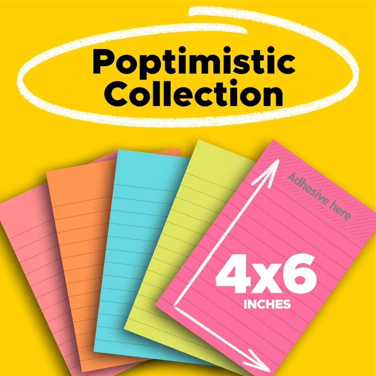 Post-it Notes, 4 in x 6 in, Lined, Assorted Bright Colors, 2 Pack, 10 Pads, 100 Sheets per Pad, 1000 Sheets Total, Sticky Notes for Planners, School and Office - Image 3