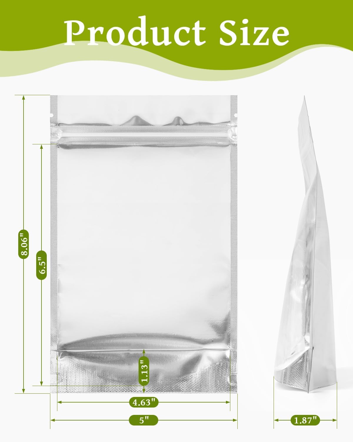200 Pcs 5"x8" Mylar Bags for Food Storage - Clear Front, Stand-up, Resealable Bags for Small Business Packaging Supplies, Snacks Candy Bath Salts Hand Made Gift Festival - Image 3