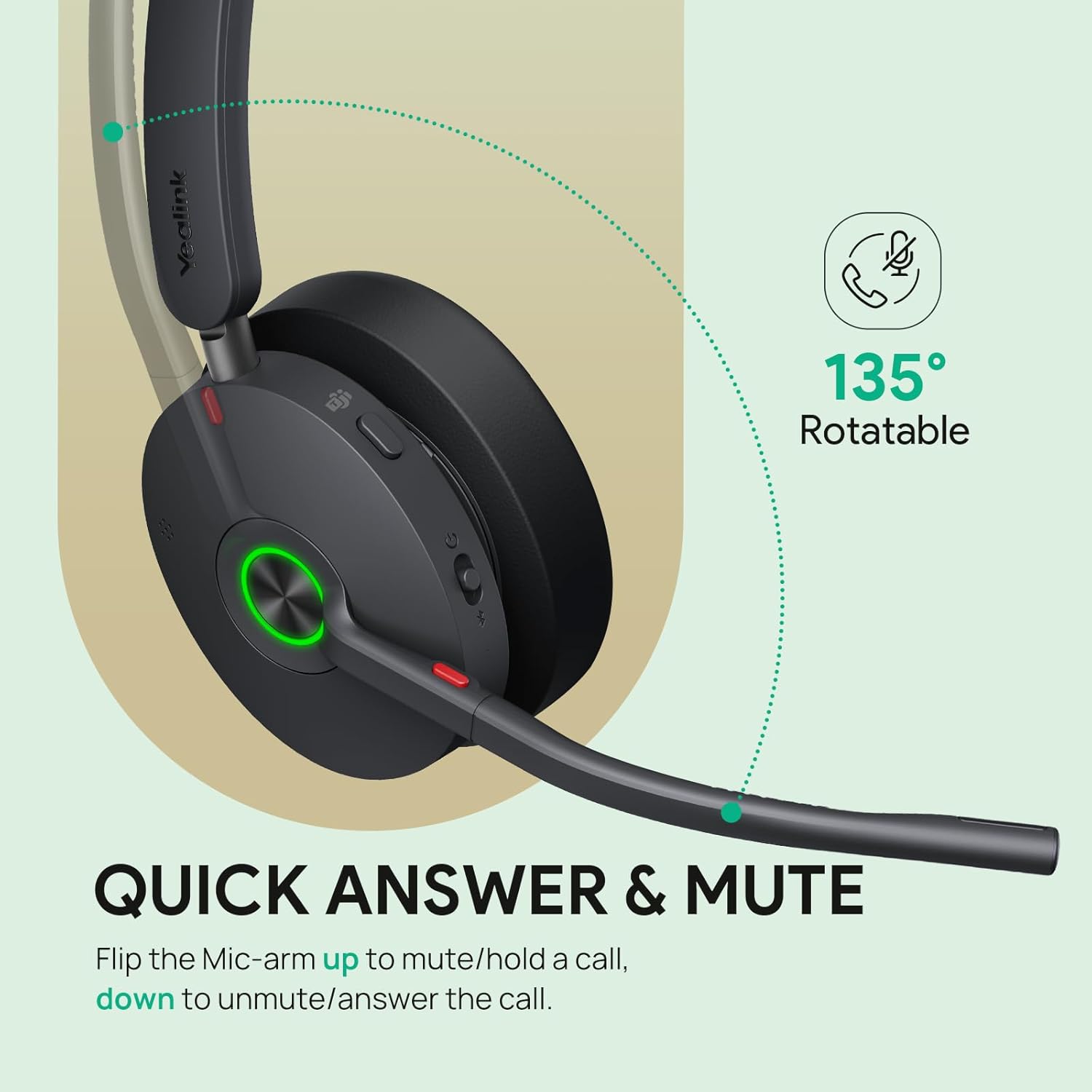 Yealink BH74 ANC Wireless Headset with Mic for Work, Bluetooth Headset Noise Cancelling with 6 AI Microphone,32H Battery Life & Mute Button,Microsoft Teams Premium Open Office Certified,UC Compatible - Image 8