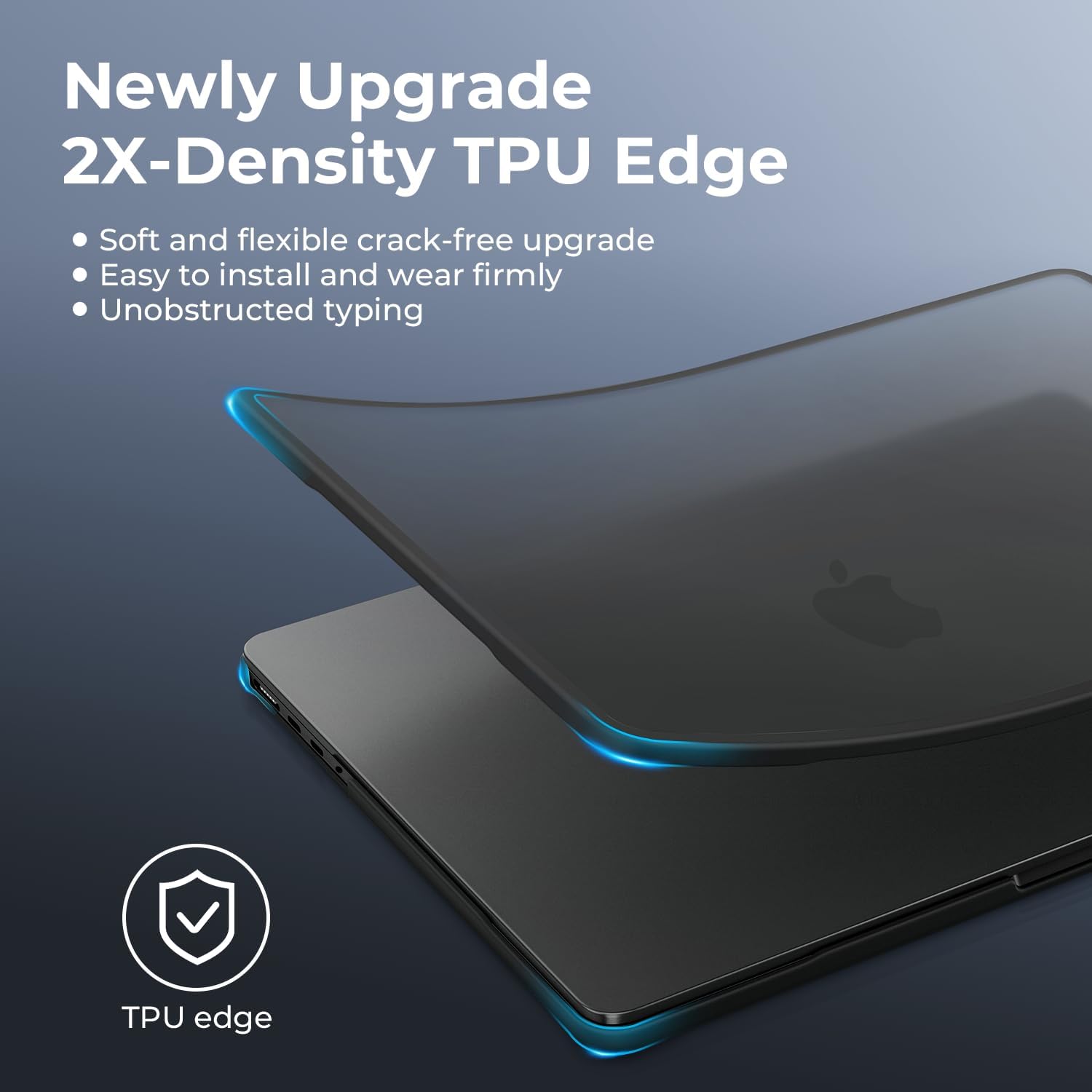 BlueSwan Anti-Cracking Hard Shell Case Compatible with MacBook Pro 14-inch M5 2026 2025-2021 Release M4 M3 M2 M1 Pro/Max Chip, Anti-Fingerprint Soft TPU Bumper, Frosted Black - Image 6