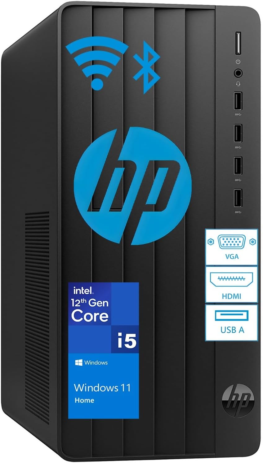 HP Desktop Computer Tower PC - Intel i5-12500T 6-Core, 32GB DDR4 RAM, 1TB PCIe SSD, Windows 11 Home, WiFi, Bluetooth, HDMI, Business Ready with Keyboard Mouse, Jet Black - Image 2