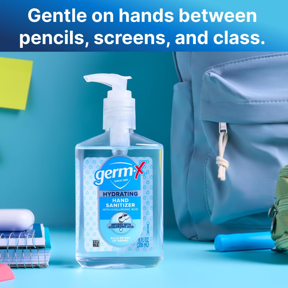 Germ-X Hydrating Hand Sanitizer, with Hyaluronic Acid, 8 FL Oz (Pack of 6), No Rinse Formula, Sanitizing Liquid Gel for All Skin Types, Formulated Without Parabens, Phthalates & Dyes - Image 3