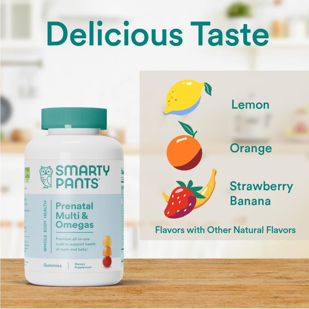 SmartyPants Prenatal Vitamins for Women, Multivitamin Gummies: Omega 3 Fish Oil (EPA/DHA), Biotin, Methylfolate, Vitamin D3, C, Vitamin B12, B6, A, K & Zinc, Inositol, 120 Count (30 Day Supply) - Image 8