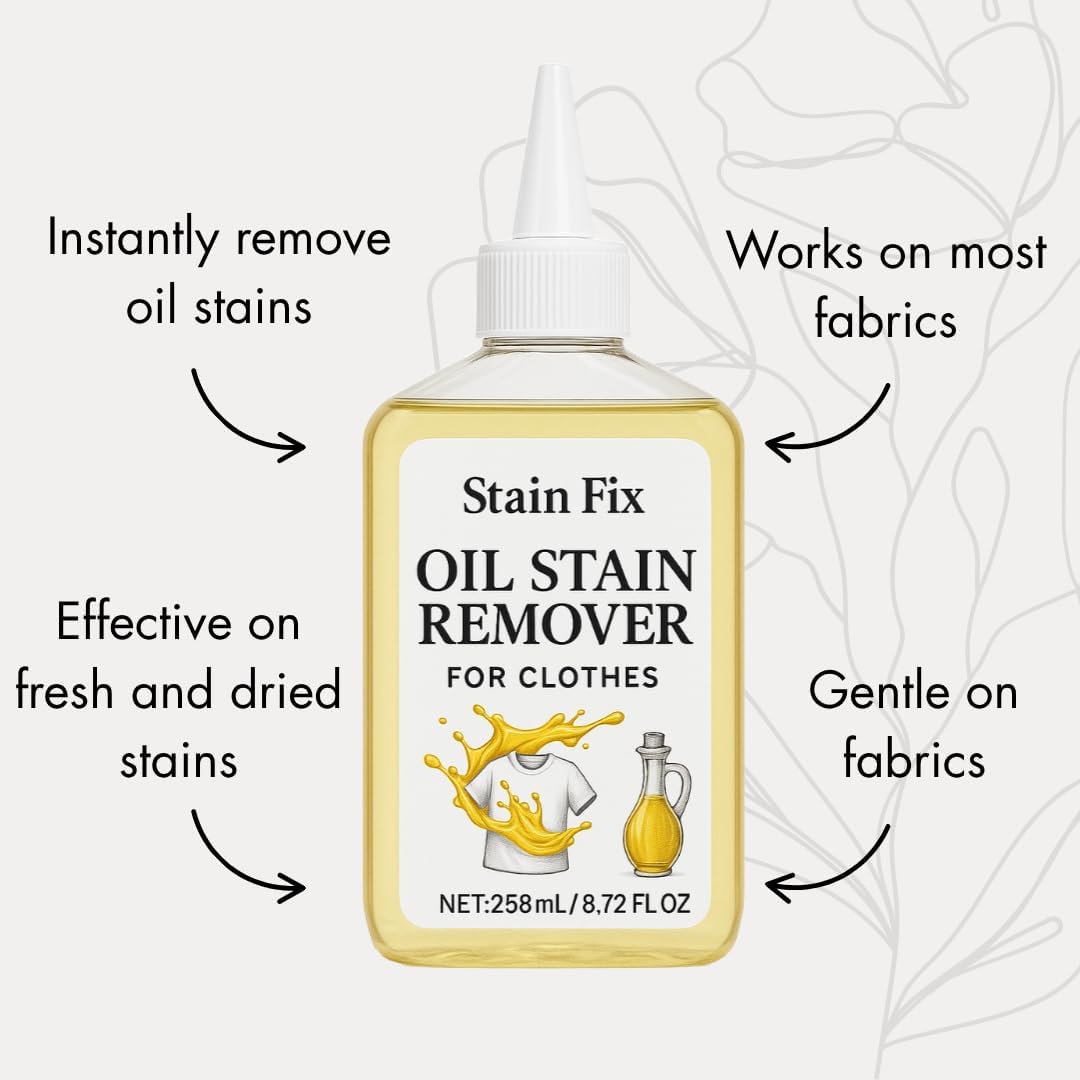 Oil Stain Remover for Clothes (8.72oz) - Fabric Stain Remover For Cooking, Engine, Dried Oil And Grease Stains - Safe for All Fabric Types - Image 3