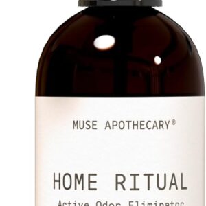 Muse Apothecary Home Ritual Active Odor Eliminator Spray – Furniture Deodorizer Spray & Bathroom Odor Eliminator for Home – Essential Oil Air Freshener – 4oz, Fresh Linen