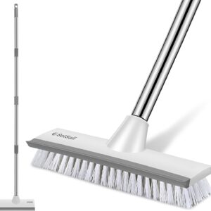 SetSail Floor Scrub Brush with 51-Inch Long Adjustable Handle 2 in 1 Scrape Brush Stiff Bristle Floor Scrubber for Cleaning Shower Bathroom Garage Kitchen Wall Deck Tub Tile