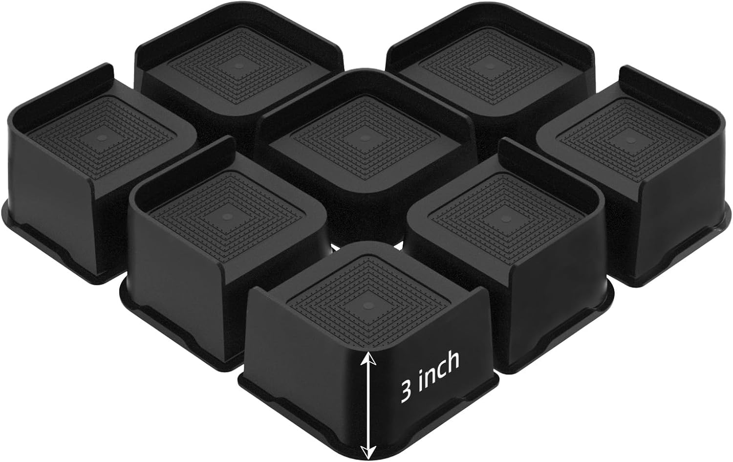 Bed Risers, Oversized Furniture Risers, 3 inch Raise Blocks for Bed Couch Desk Sofa Table Lifts, Furniture Legs Lifters Support up to 6000 Lbs (Black, 8 Pack Set) - Image 2