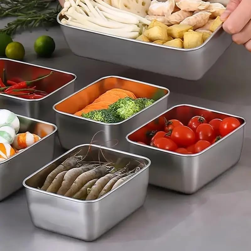 6pcs Stainless Steel Stacking Food Containers with Lids, Reusable Snack & Prep Containers for Office, sp-00018 - Image 7