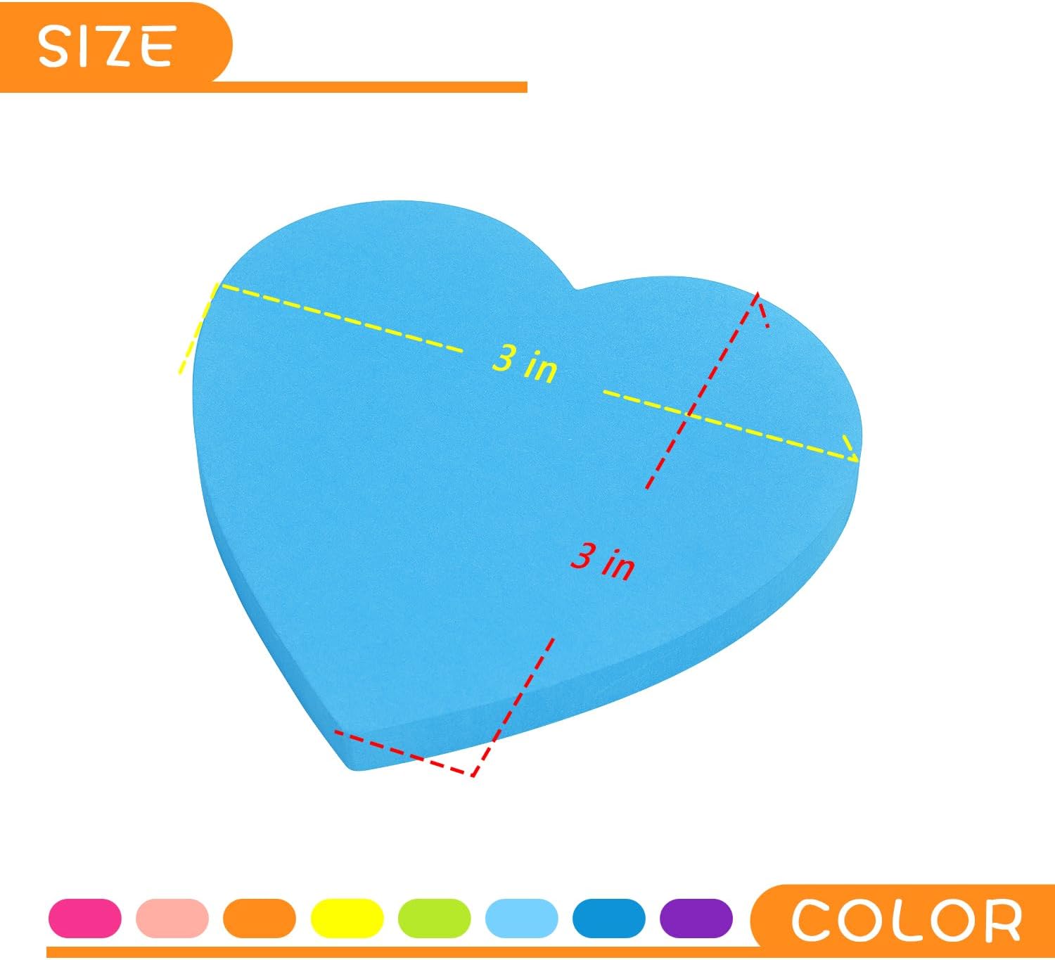 SIMONA Heart Shape Sticky Notes 8 Color Bright Colorful Sticky Pad 75 Sheets/Pad Self-Sticky Note Pads - Image 4