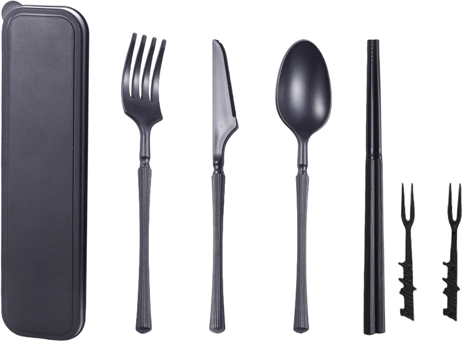 1 Set Wheat Straw Reusable Travel Utensils Set with Case, Portable Camping Cutlery Includes Fork, Knife & Spoon for Adults, Picnic, Lunch Box & Daily Use - Image 2