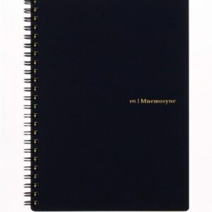 Maruman Mnemosyne Lined Notebook- A5, 8.27″ x 6.34″, 80 Sheets / 160 Pages, 7mm College Ruled Journal, Perforated Pages & Wire-Bound to Lay Flat, Black, Made in Japan