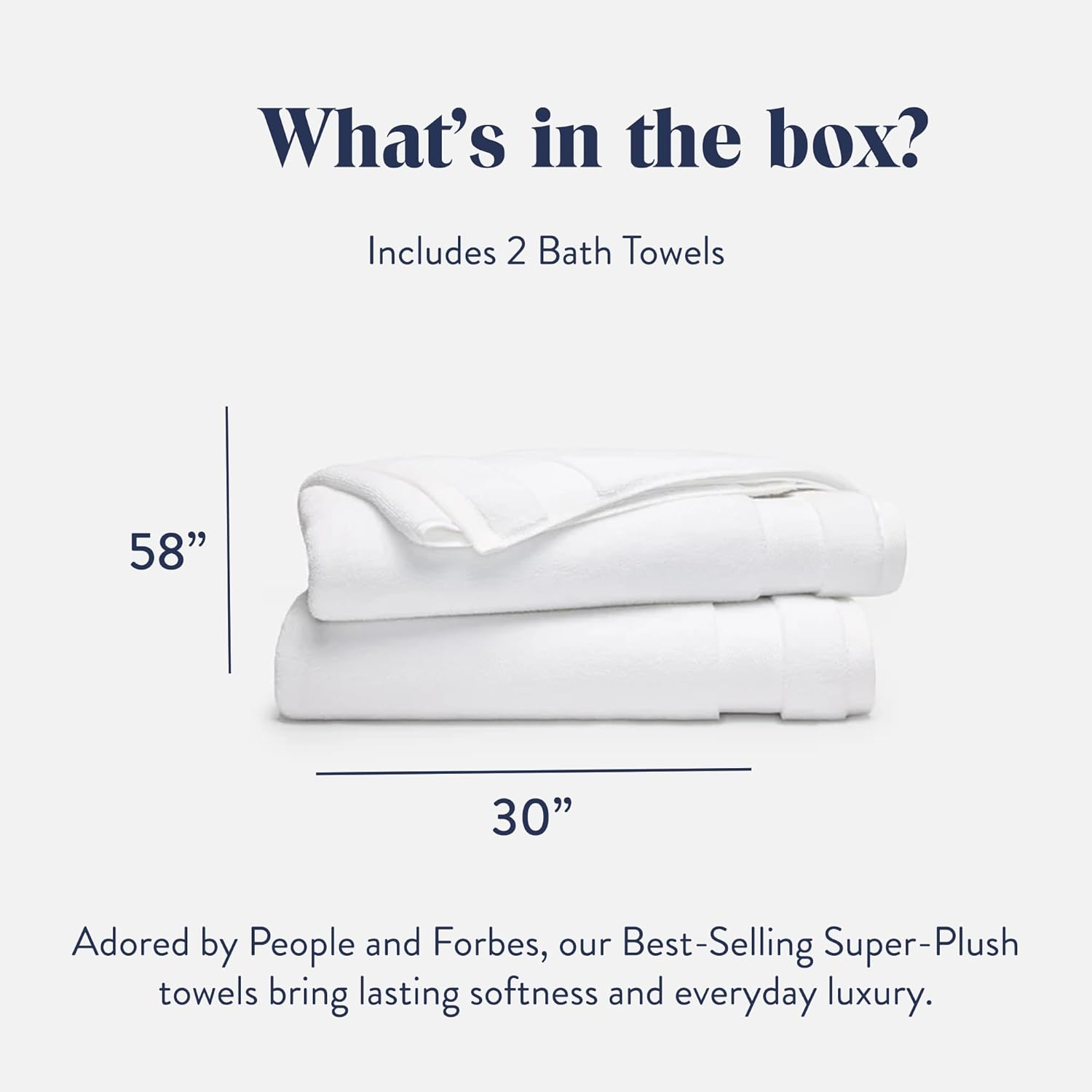 Brooklinen Super-Plush 100% Turkish Cotton Bath Towels - Set of 2-770 GSM, Highly Absorbent, Machine Washable, Perfect Bath Towel Set for Home & Bathroom (30" x 58", Solid White) - Image 2