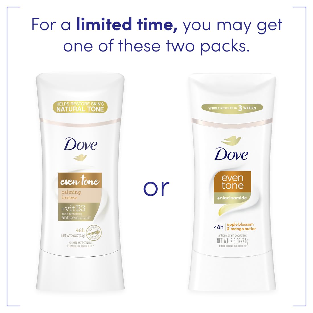 Dove Even Tone Antiperspirant Deodorant Stick Apple Blossom & Mango Butter 3 Count For Uneven Skin Tone 2.6 oz - Image 5