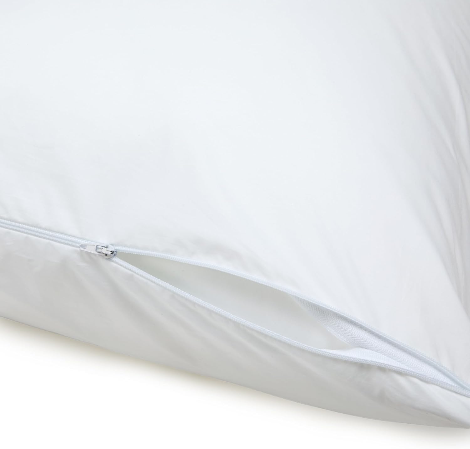 Amazon Basics Down Alternative Bed Pillows and Pillow Protector Case Set, Medium Density, Standard Size 26" x 20", Hypoallergenic, Microfiber, Washable, White, 2-Pack - Image 5
