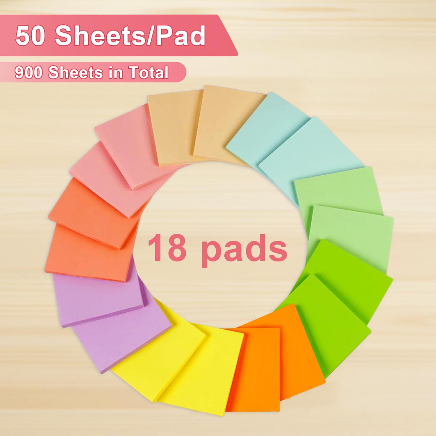 18 Pack Pop Up Sticky Notes, 3x3 inch Colorful Pop-up Sticky Notes, Brightly Colored Sticky Notes for Home, Office, School, Etc - Image 4