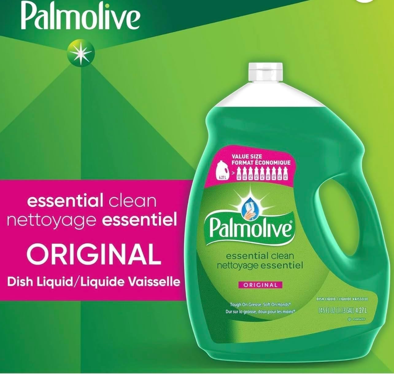 Palmolive Advanced Dish Liquid, Dishwashing Liquid, Dish Soap Refill, Original Scent, Green 145oz Soap Bar - Image 3