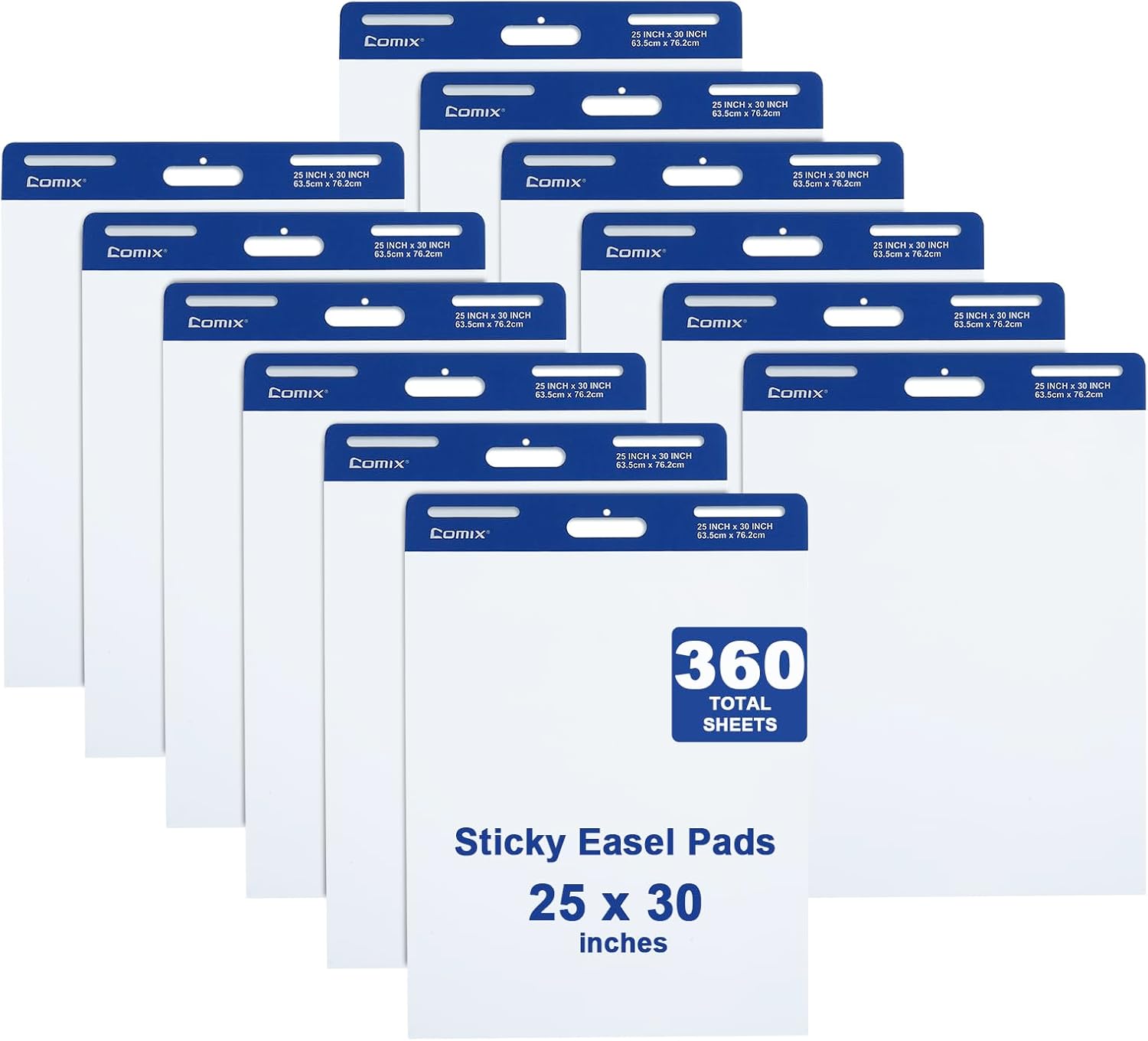 Comix Sticky Easel Pad, 25 x 30 Inches Flip Chart Paper for Teachers, Large Self Stick Easel Paper for Office School Classroom Supplies, 30 Sheets/Pad, 12 Pads/Pack - Image 2