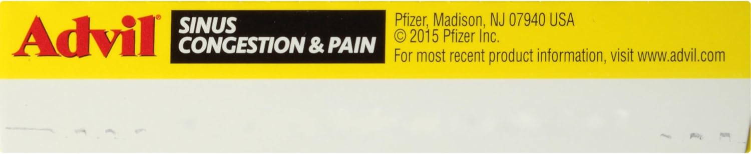 Advil Sinus Congestion and Pain, Sinus Relief Medicine, Pain Reliever and Fever Reducer with Ibuprofen and Phenylephrine HCl - 20 Coated Tablets - Image 15