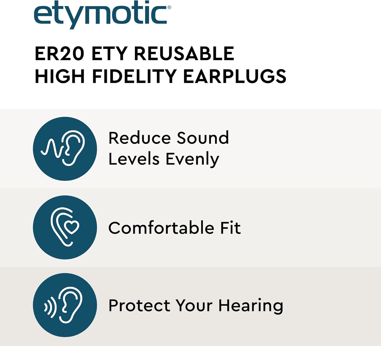 Etymotic ER20 ETY Earplugs - Standard Size, Blue - High-Fidelity Hearing Protection - Up to 20 dB Sound Reduction - Reusable - Includes Neck Cord & Carrying Case - Image 3