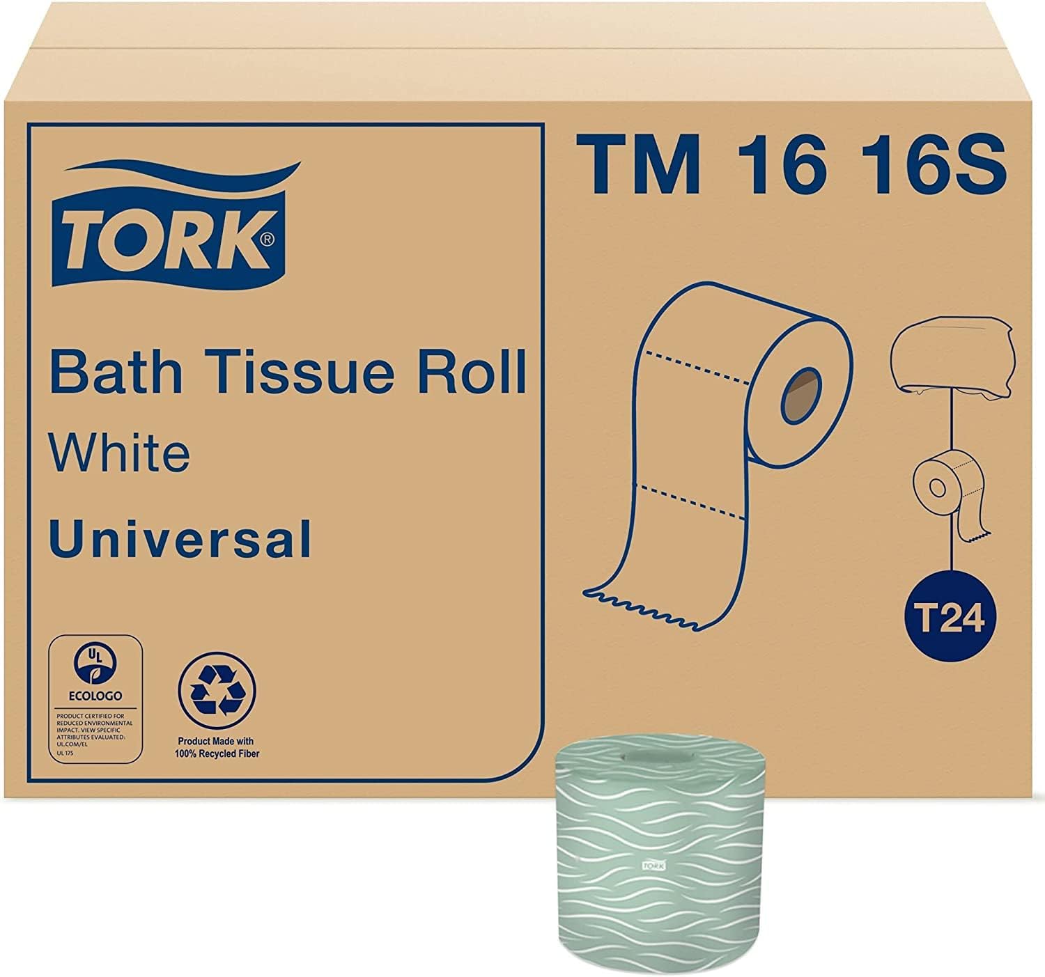 Tork Septic Safe Toilet Paper, White, 2-Ply 100% Recycled, Eco-Friendly, T24 Compatible 96 Rolls x 500 Sheets (TM1616S) Tork Septic Safe Toilet Paper, White, 2-Ply 100% Recycled, Eco-Friendly, T24 Compatible 96 Rolls x 500 Sheets (TM1616S)