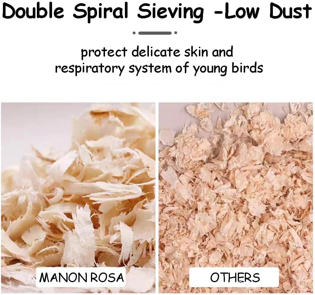 MANON ROSA Wood Shavings for Bird Bedding - Natural Aspen Soft Low-Dust & Odor-Control Nesting Material for Parakeets Parrots Rabbits Cockatiel for Cages, Nest Boxes, Small Pet Litter - Image 4