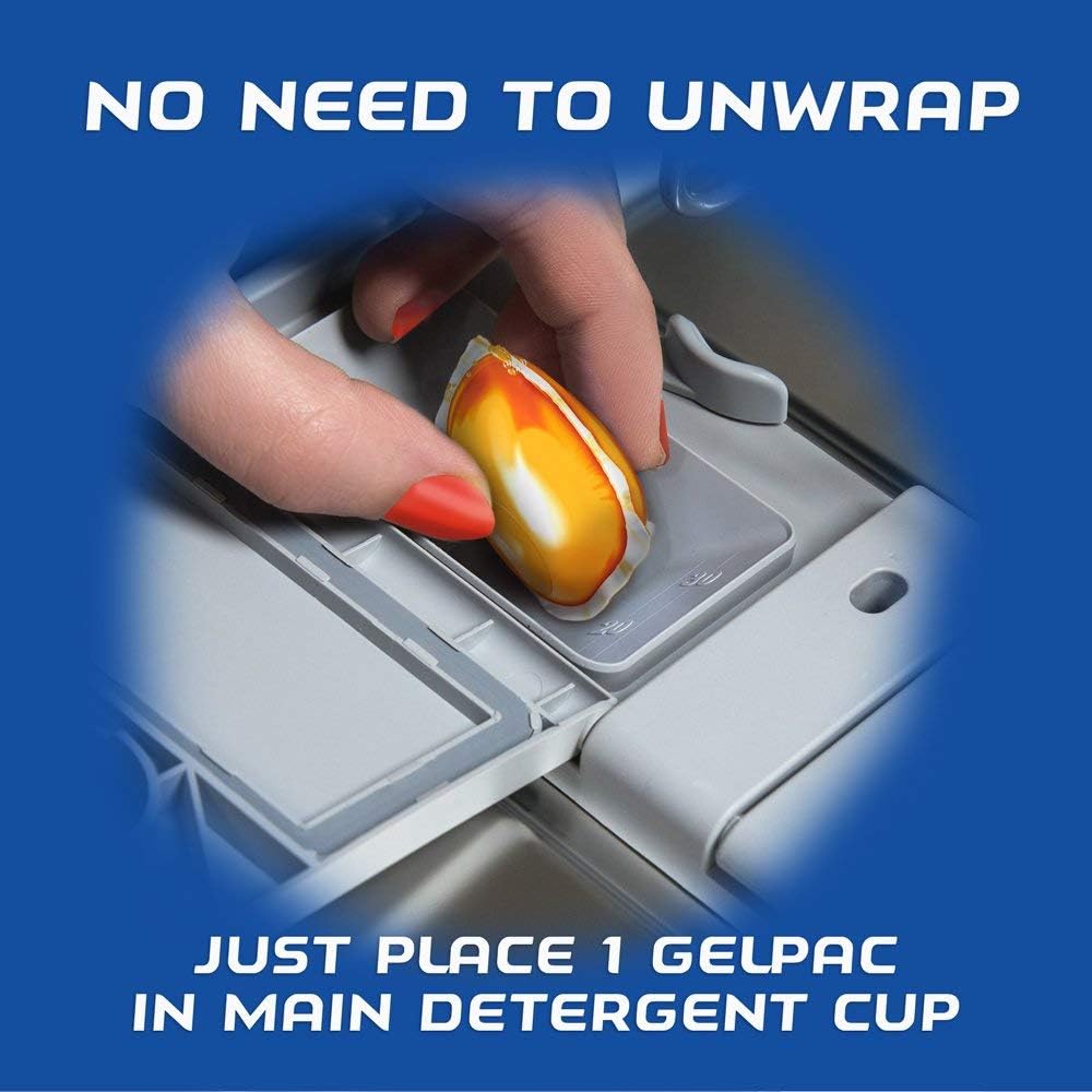 Finish Gelpacs Dishwasher Detergent Pods, Quick Dissolving Cleaning Power, Fights Grease & Dried-On Food, Easy-to-Use Pre-Measured Dishwasher Soap, Orange Scent, 84 Count - Image 4