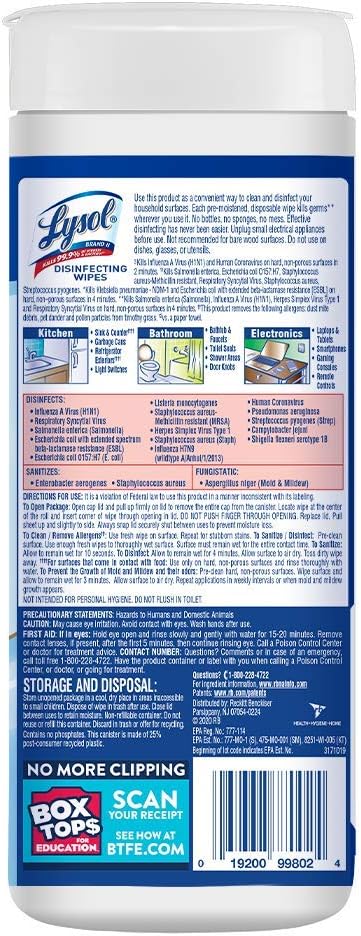 Lysol Disinfecting Wipes, Crisp Linen, 35ct, Crisp Linen, 35 Count (Pack of 1) - Image 2