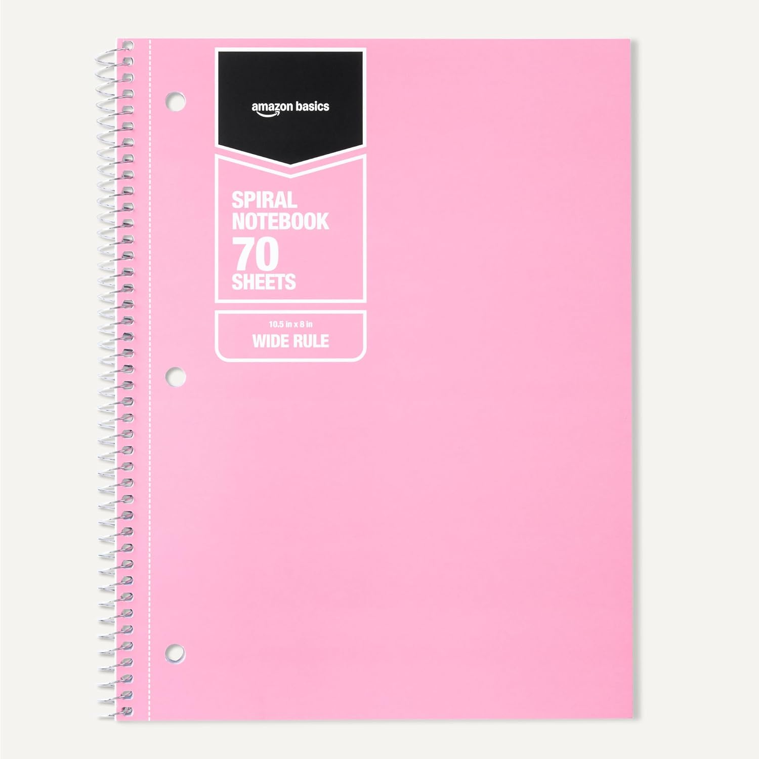 Amazon Basics Wide Ruled Spiral Notebook, For Work and School, 70 Sheets, 8" x 10.5", 3 pack, Assorted Pastel Solid Colors - Image 5