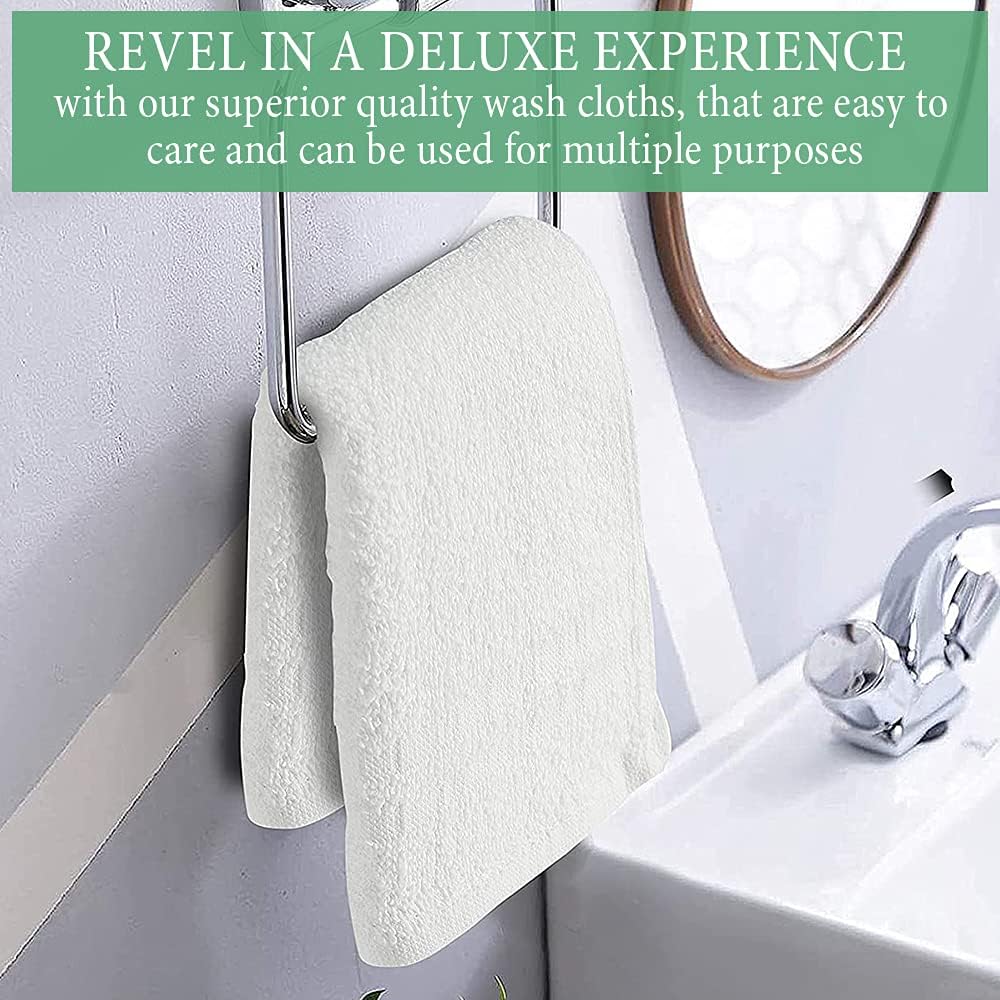 100% Cotton Washcloths 60 Pack|400 GSM|Soft Face & Body Washcloths|Highly Absorbent|12 x 12 Inches|White - Image 2
