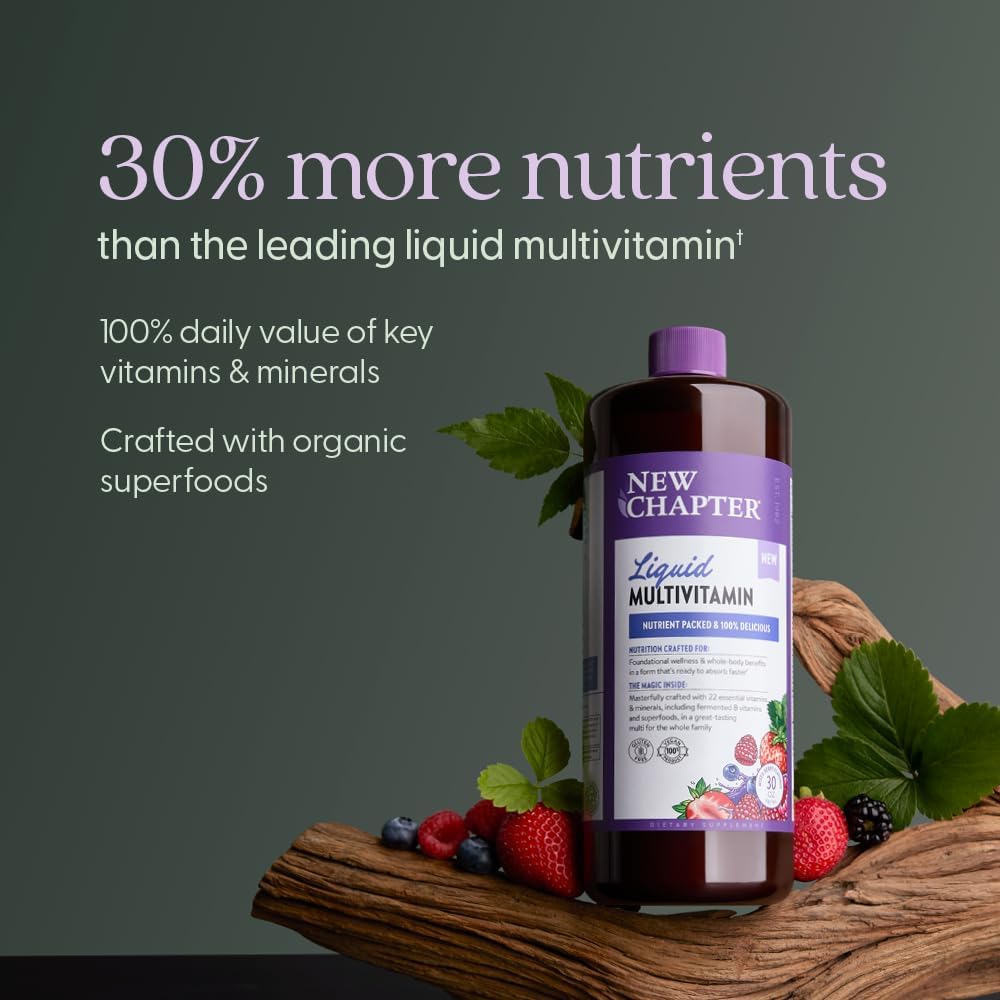 New Chapter Liquid Multivitamin + Mineral Supplement for Whole-Body Benefits, 100% Delicious Multivitamin for Adults, Teens & Kids 2+, Ready to Absorb Faster, Mixed Berry Flavored, 30 oz - Image 4