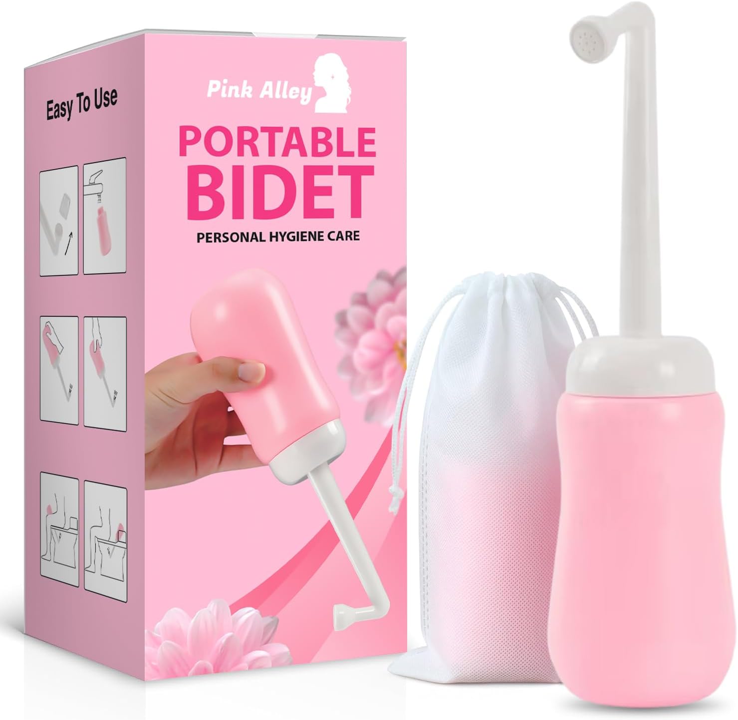 Portable Bidet Bottle for Women - Personal Upside Down Peri Bottle for Feminine Hygiene, Postpartum & Period Care with Angled Sprayer & Storage Bag - Perfect for Travel & New Moms (10 oz) - Image 2
