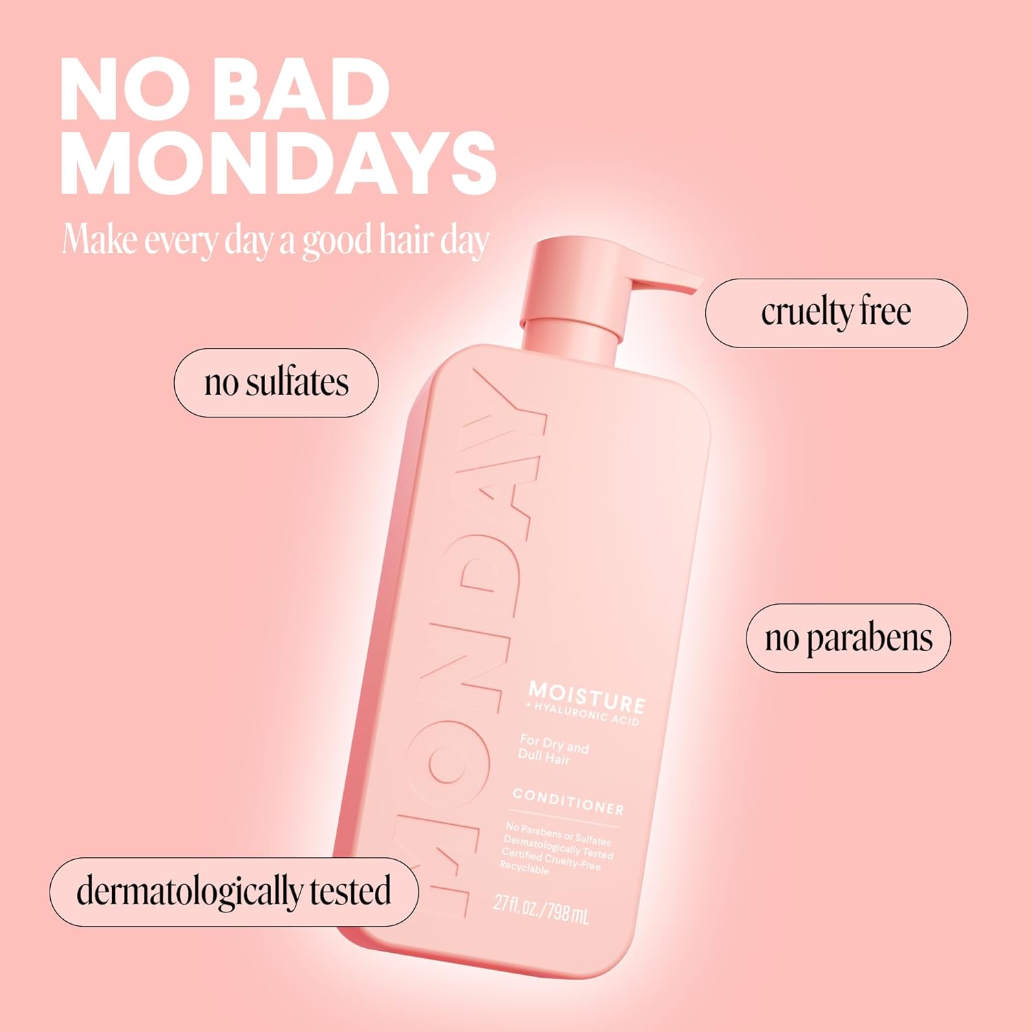 MONDAY Haircare MOISTURE Conditioner with Hyaluronic Acid, Coconut Oil & Shea Butter for Dry & Dull Hair 798 mL - Image 6