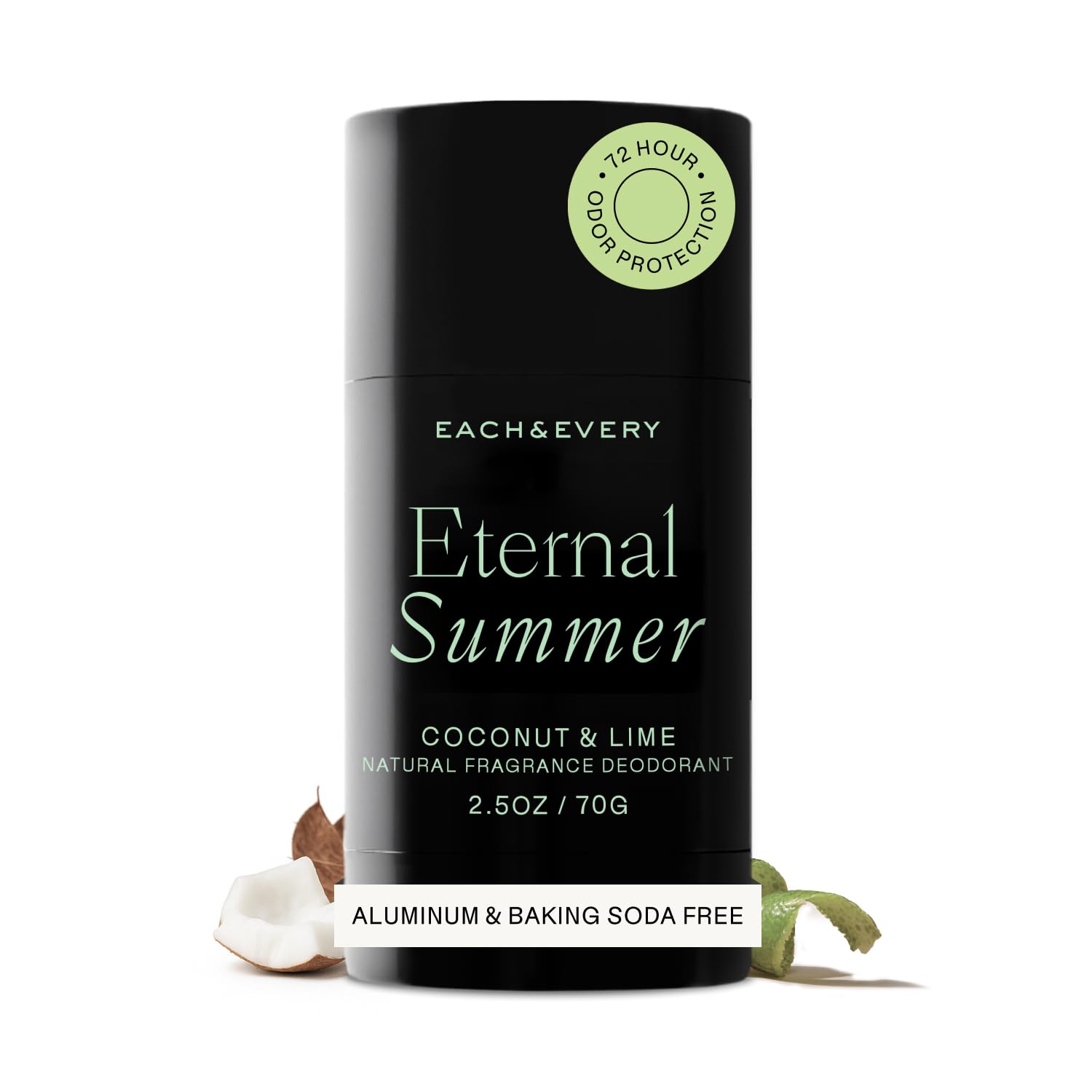 Each & Every Aluminum Free Deodorant for Women & Men – Natural Fragrance 72-Hr Odor Protection, Non-Toxic Deodorant for Sensitive Skin, EWG Verified, Baking Soda Free - Coconut & Lime Scent, 2.5oz - Image 2