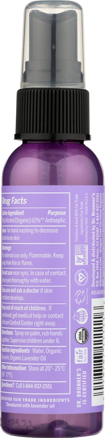 Dr. Bronner's Hand Sanitizer - Lavender - 2 Oz - Image 3