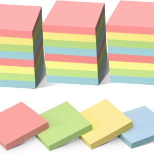 HappyHapi 28 Pack 2800 Sheets Sticky Notes 3×3 Inch100 Sheets/Pad, 4 Soft Colors (Yellow, Green, Pink, Blue) Light Colored Self-Stick Pads, Bulk Office Supplies for Work, School & Home