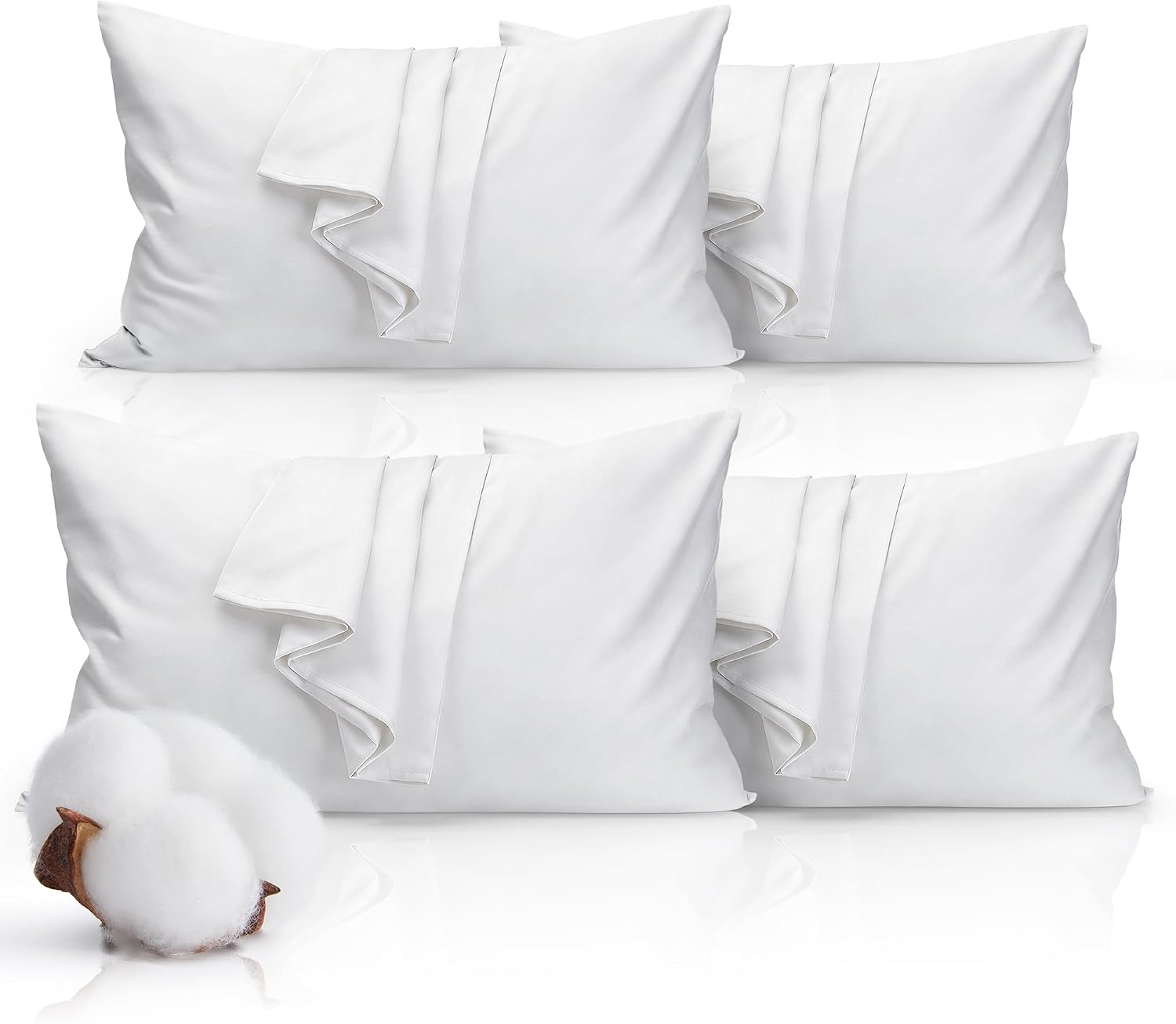 Queen Size Pillowcase Set of 1 for Better Sleep & Hair Care - 100% Cotton 500 Thread Count Silky Smooth, Envelope Closure, Wrinkle Resistant, 20"x30" (White) - Image 8