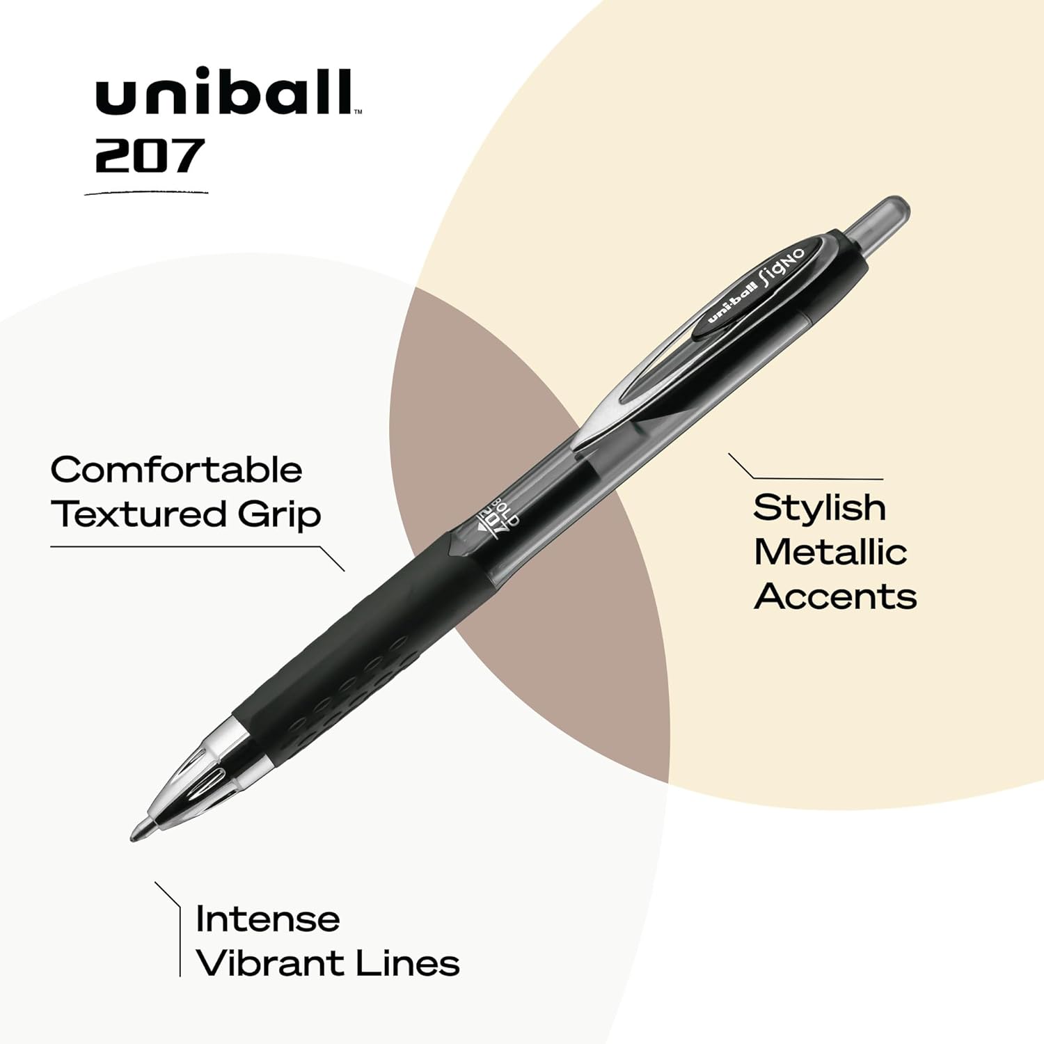 uniball 207 Retractable Gel Pens, Bold Point (1.0mm), Black, 12 Pack - Image 5
