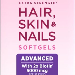Nature’s Bounty Advanced Hair, Skin & Nails, Argan-Infused Vitamin Supplement with Biotin and Hyaluronic Acid, 150 Rapid Release Softgels, 50 Total Servings
