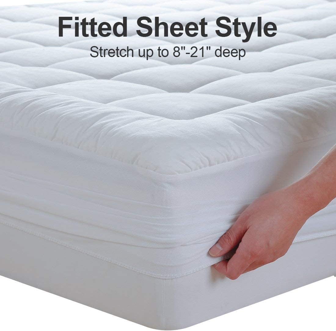 EASELAND Twin XL Mattress Pad Pillow Top Quilted Fitted Mattress Cover/Protector Extra Long Cotton Top 8-21" Deep Pocket Cooling Mattress Topper (39x80 Inches, White) - Image 7