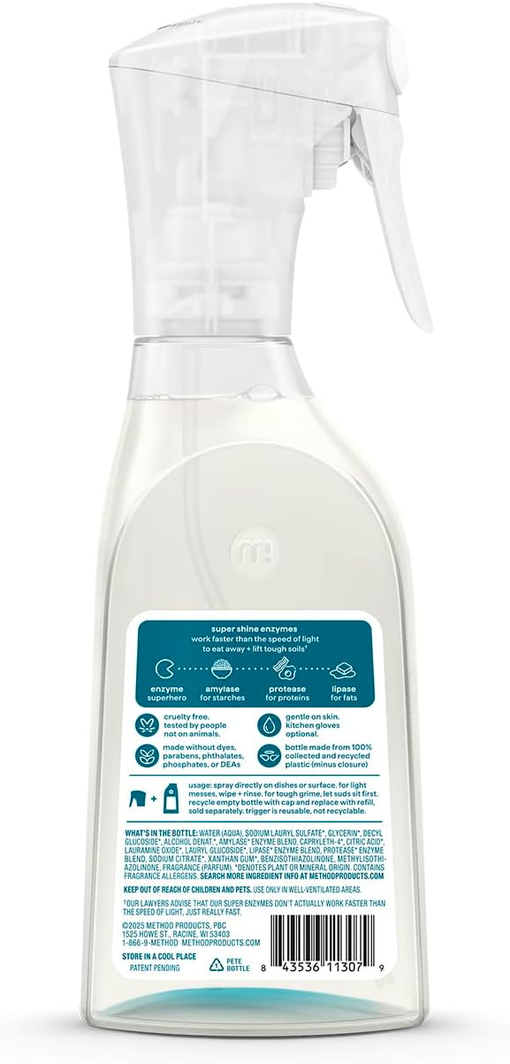 Method Super Shine Foaming Dish Spray Starter Kit, Reuse With Trigger, Powered by Enzymes, Dewy Daze Scented - Image 3