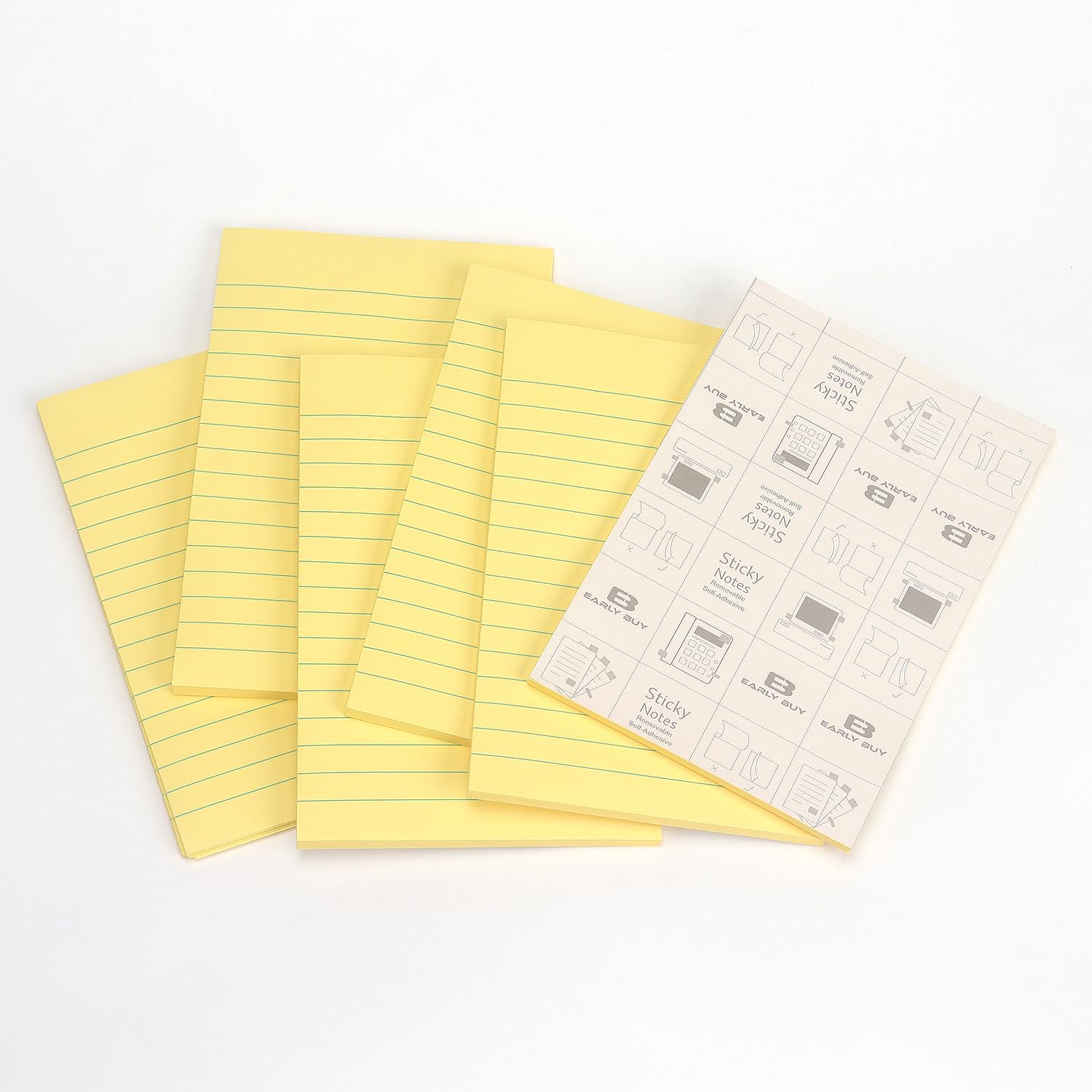 Early Buy 6 Pads Lined Sticky Notes with Lines 4x6 Self-Stick Notes Bright Color Sticky Notes, 45 Sheets/Pad (Yellow) - Image 7