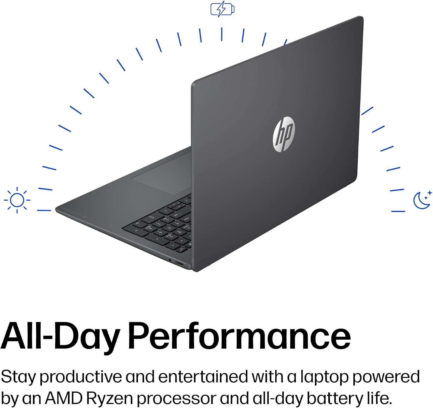 HP OmniBook 3 16 inch Laptop PC, 2K Touchscreen, AMD Ryzen 3 30, 8 GB RAM, 256 GB SSD, AMD Radeon 610M GPU, Windows 11 Home, Mica Silver, 16-by0199nr - Image 5