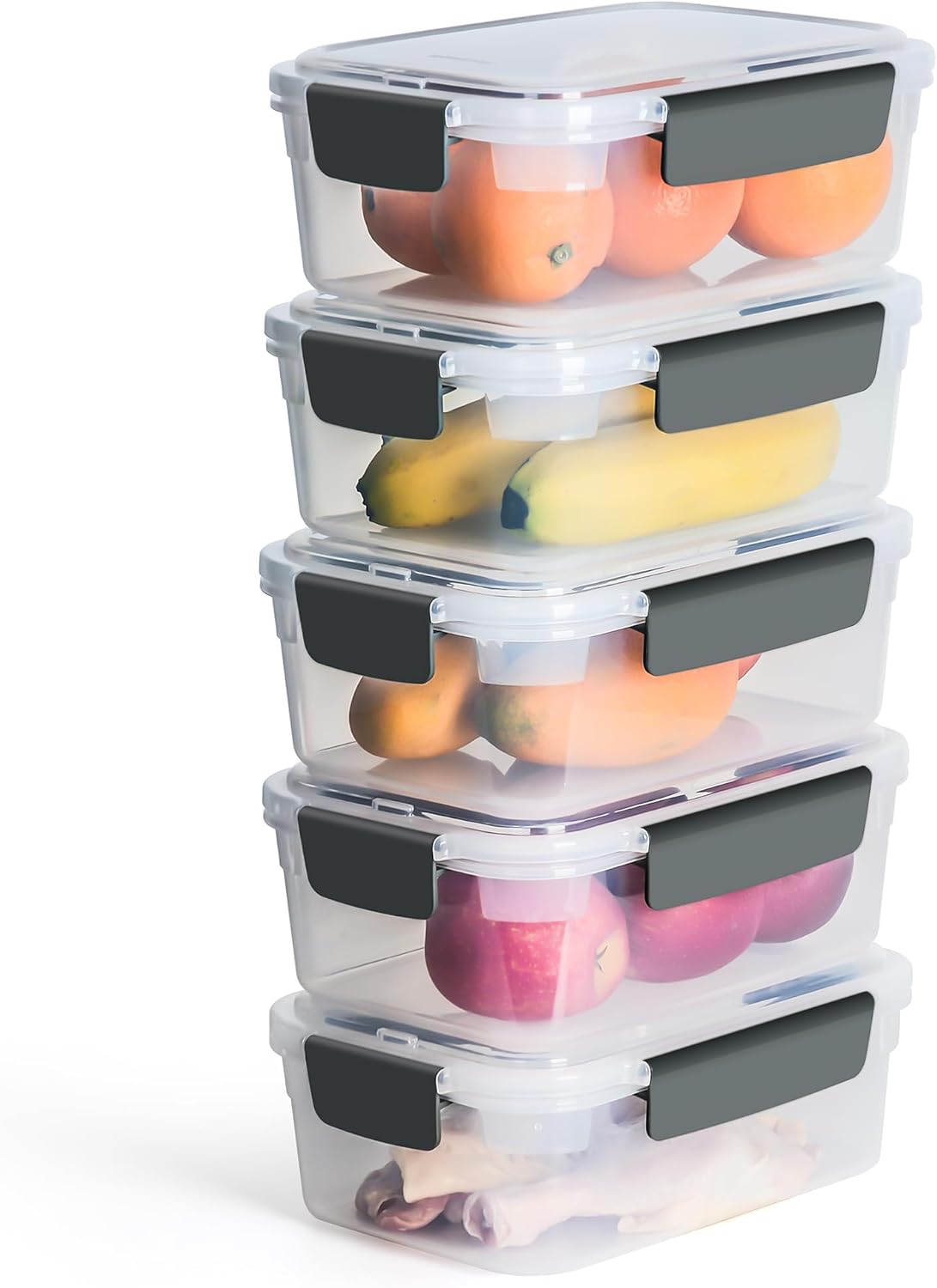 YORY 9 cup Plastic Food Storage Containers with Lids Nestable Freezer Dishwasher Safe Rectangle Meal Prep Container Set,5-Pack - Image 2