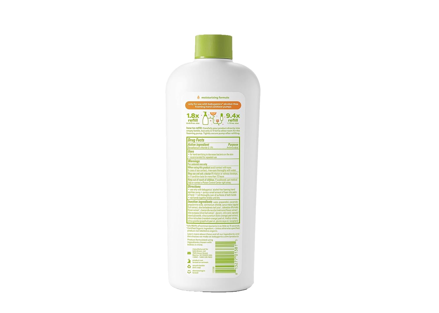 Babyganics Foaming Hand Sanitizer Refill, Alcohol Free, Mandarin, Kills 99.9% of Common Bacteria, Moisturizing, 16 Fl Oz (Pack of 2) - Image 3