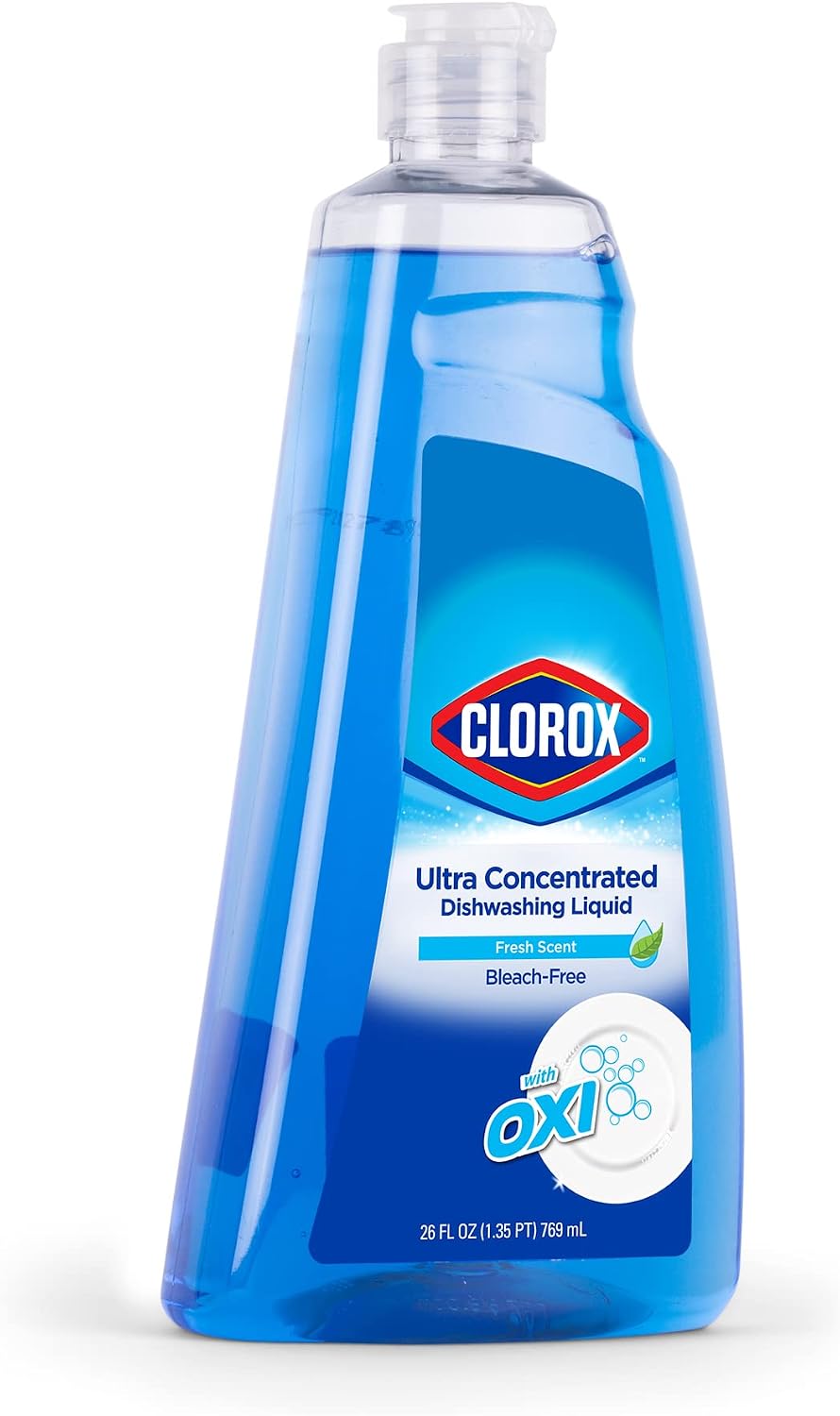 Clorox Ultra Concentrated Liquid Dish Soap with OXI, Fresh Scent - Bleach-Free Dermatologist Tested Dishwashing Detergent That Powers Through Grease and Lifts Stains, 26 Fl Oz - Image 3